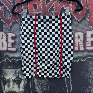 Fashion Nova Checkered Mini Skirt with Red Detail